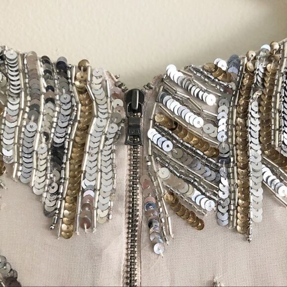 Alice+Olivia Nude Sequin Embellished Silk Mini Dress Size 2 - Picture 4 of 7